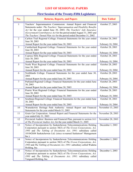 Sessional Papers