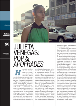 Julieta Venegas Adquie- Re Su Mayor Relevancia