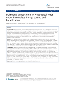 Delimiting Genetic Units in Neotropical Toads Under Incomplete Lineage