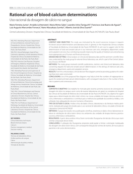 Rational Use of Blood Calcium Determinations