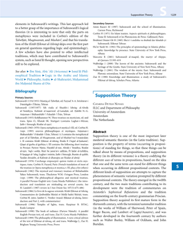 Supposition Theory S 1229 Elements in Suhrawardı¯’S Writings