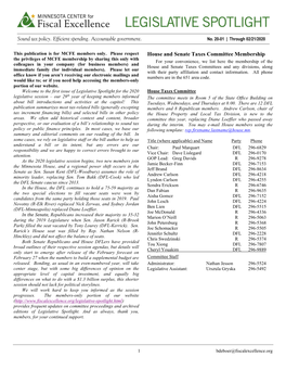 House and Senate Taxes Committee Membership