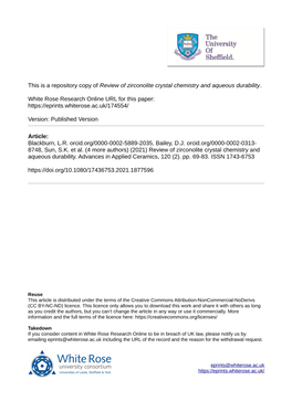 Review of Zirconolite Crystal Chemistry and Aqueous Durability