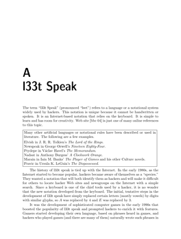 A L33t Speak