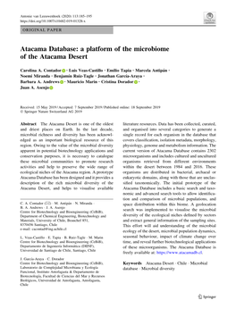 Atacama Database: a Platform of the Microbiome of the Atacama Desert