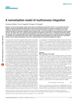 A Normalization Model of Multisensory Integration