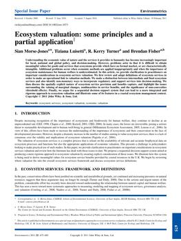 Ecosystem Valuation: Some Principles and a Partial Applicationy Sian Morse-Jonesa*, Tiziana Luisettia, R