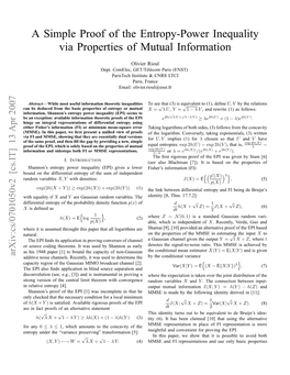 A Simple Proof of the Entropy-Power Inequality Via Properties of Mutual