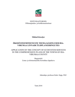 Ökosüsteemiteenuste Teema Käsitlused Ida- Virumaa Linnade Üldplaneeringutes