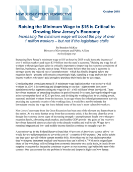 Raising the Minimum Wage to $15 Is Critical to Growing New Jersey's