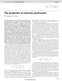 The Production of Molecular Positronium