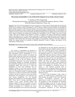 Measuring Sustainability Levels of Rural Development (Case Study: Karaj County)