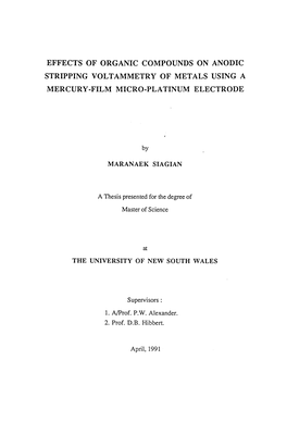 Effects of Organic Compounds on Anodic Stripping Voltammetry of Metals Using a Mercury-Film Micro-Platinum Electrode