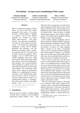 An Open-Source Morphological Zulu Corpus