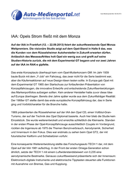 IAA: Opels Strom Fließt Mit Dem Monza