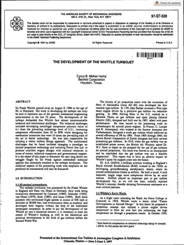 The Development of the Whittle Turbojet