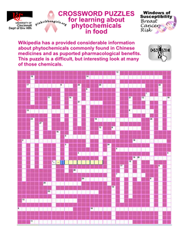 CROSSWORD PUZZLES for Learning About Phytochemicals in Food