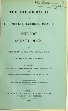The Ethnography of the Mullet, Inishkea Islands, and Portacloy, County Mayo