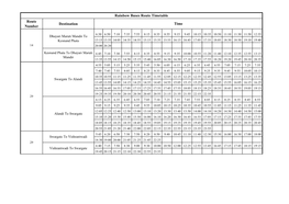 Rainbow Bus Route Timetable