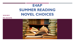 E4ap Summer Book Choices