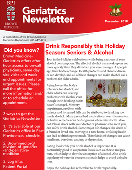 Geriatrics Newsletter December 2018