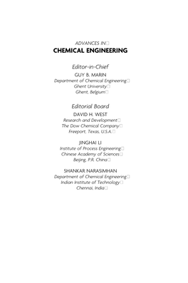 Advances in Chemical Engineering-Volume 38, (2010) Ii