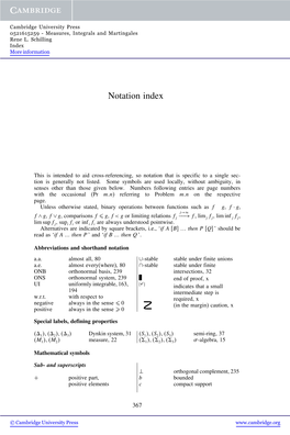 Notation Index