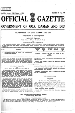 Official Gazette Government of Goa, Daman and Diu