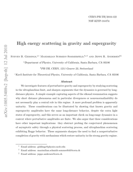 Arxiv:1005.5408V2 [Hep-Th] 12 Jul 2010 High Energy Scattering in Gravity and Supergravity