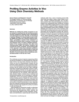 Profiling Enzyme Activities in Vivo Using Click Chemistry Methods