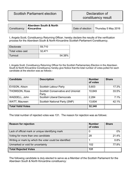 South and North Kincardine Declaration