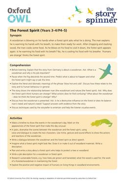 The Forest Spirit (Years 3–4/P4–5) Synopsis