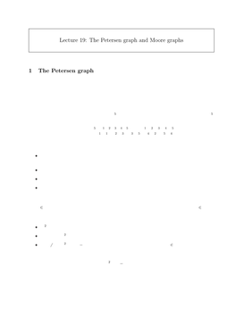Lecture 19: the Petersen Graph and Moore Graphs