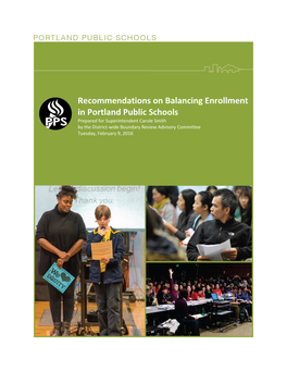 Recommendations on Balancing Enrollment in Portland Public Schools