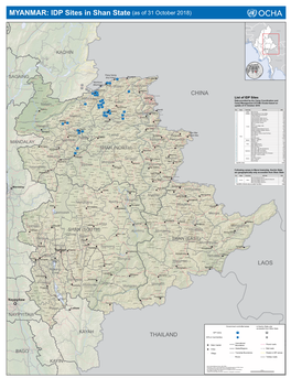 IDP Sites in Shan State (As of 31 October 2018)