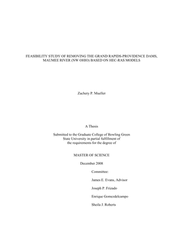 Feasibility Study of Removing the Grand Rapids-Providence Dams, Maumee River (Nw Ohio) Based on Hec-Ras Models