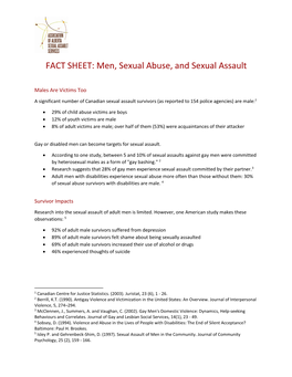 FACT SHEET: Men, Sexual Abuse, and Sexual Assault