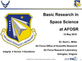 Basic Research in Space Science at AFOSR 12 May 2015