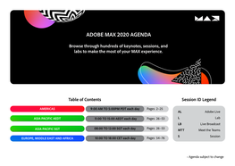 Adobe Max 2020 Agenda