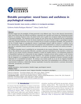 Bistable Perception: Neural Bases and Usefulness in Psychological Research