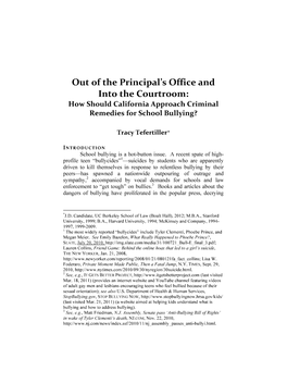 Out of the Principal's Office and Into the Courtroom: How Should California Approach Criminal Remedies for School Bullying?