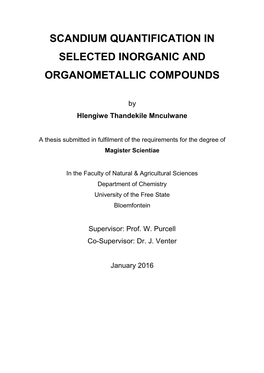 Scandium Quantification in Selected Inorganic and Organometallic Compounds