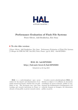 Performance Evaluation of Flash File Systems Pierre Olivier, Jalil Boukhobza, Eric Senn