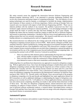 Research Statement Gregory D. Abowd