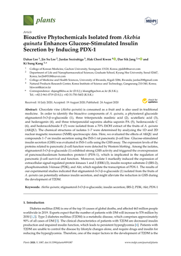 Bioactive Phytochemicals Isolated from Akebia Quinata Enhances Glucose-Stimulated Insulin Secretion by Inducing PDX-1