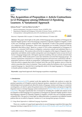 The Acquisition of Preposition + Article Contractions in L3 Portuguese Among Different L1-Speaking Learners