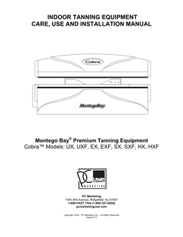 Indoor Tanning Equipment Care, Use and Installation Manual