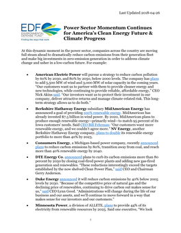 Power Sector Momentum Continues for America's Clean Energy Future