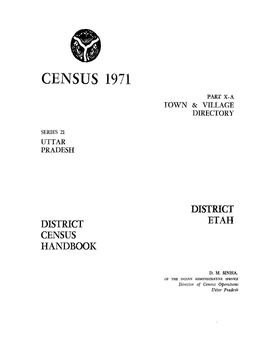 District Census Handbook, Etah, Part X-A, Series-21, Uttar Pradesh
