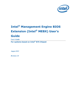 Intel® Management Engine BIOS Extension (Intel® MEBX) User's Guide